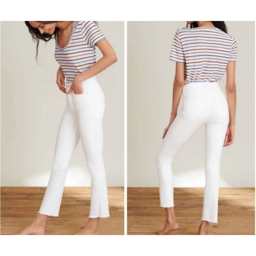 Veronica Beard Carly Kick Flare High Rise White Denim Jeans Sz 28
